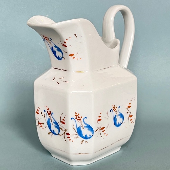 Vieux Paris Porcelain Antique French Hand Painted Gilt Pitcher Creamer Milk Jug